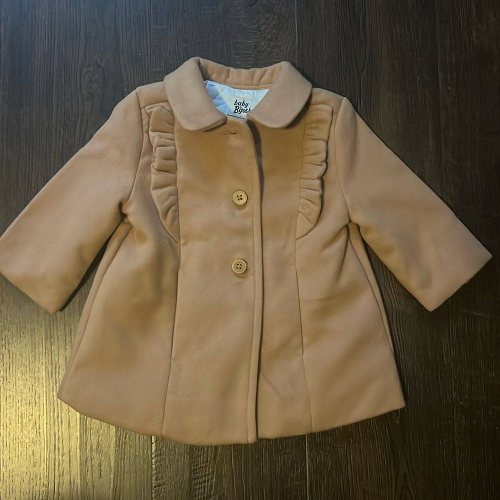 Osh Tan Ruffle Peacoat NWOT